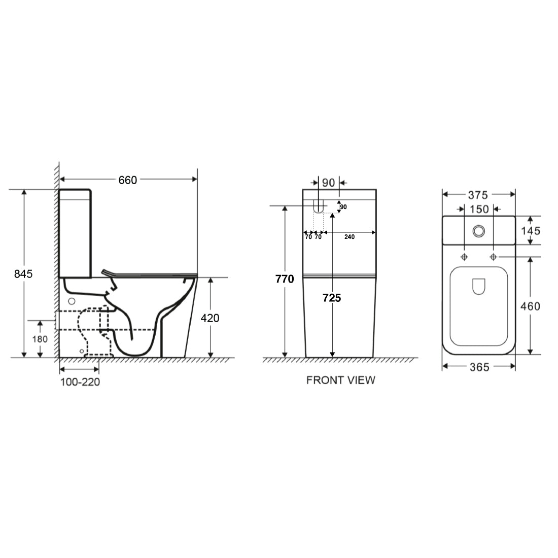 Danube Rimless Back to Wall Toilet Suite V3