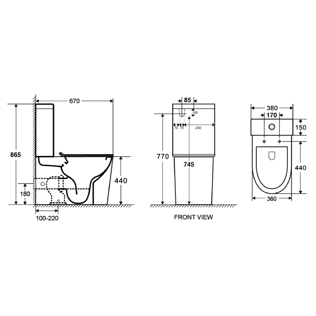 Caspian Rimless Back to Wall Toilet Suite V3