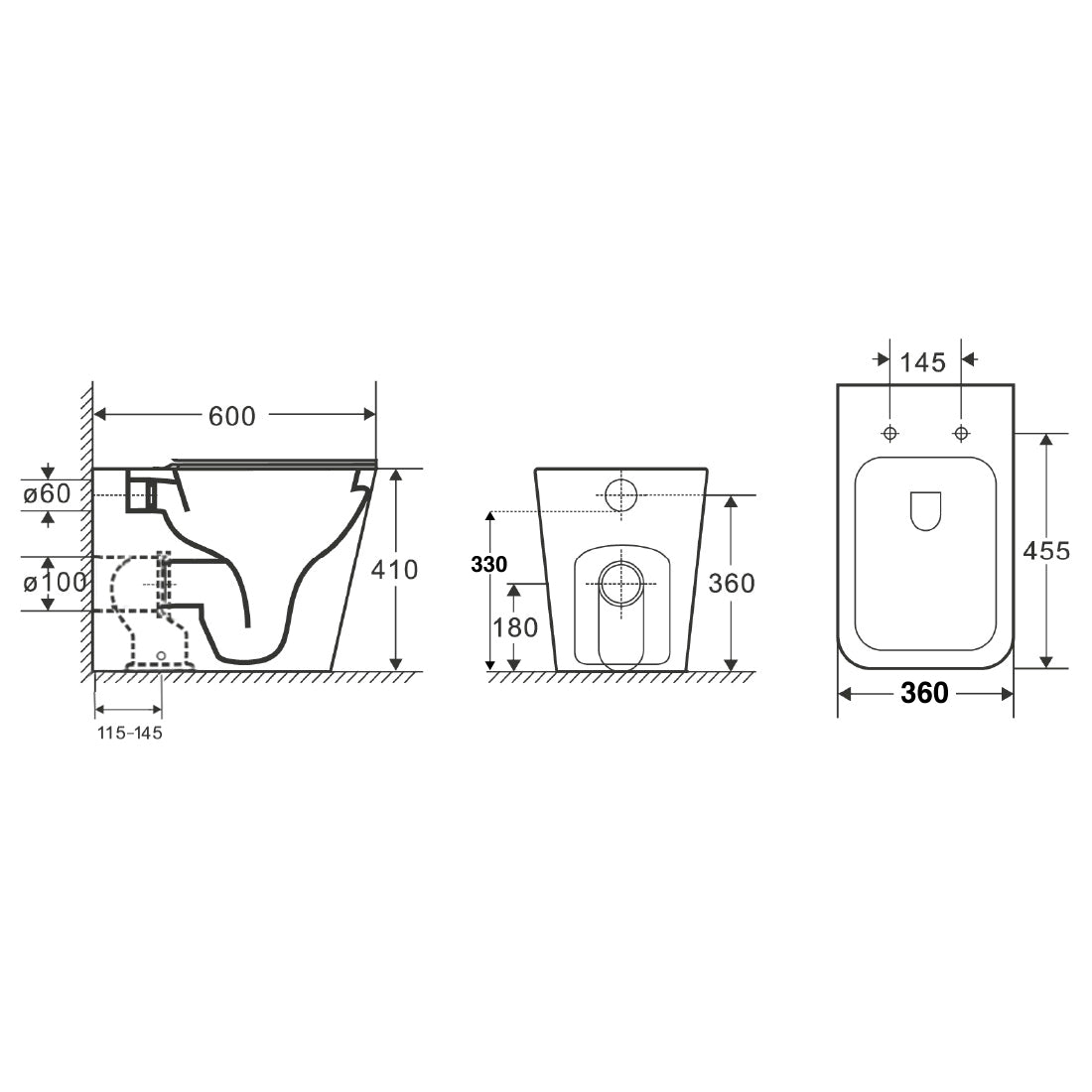 Danube Rimless Wall Faced Pan
