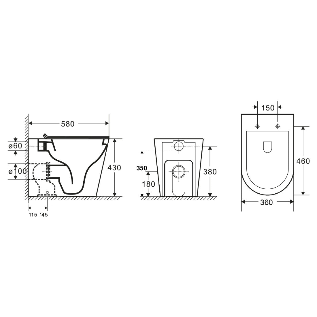 Caspian Rimless Wall Faced Pan