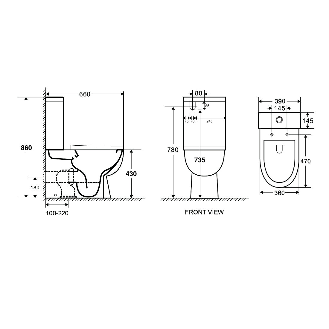 Cove Rimless Back to Wall Toilet Suite V2
